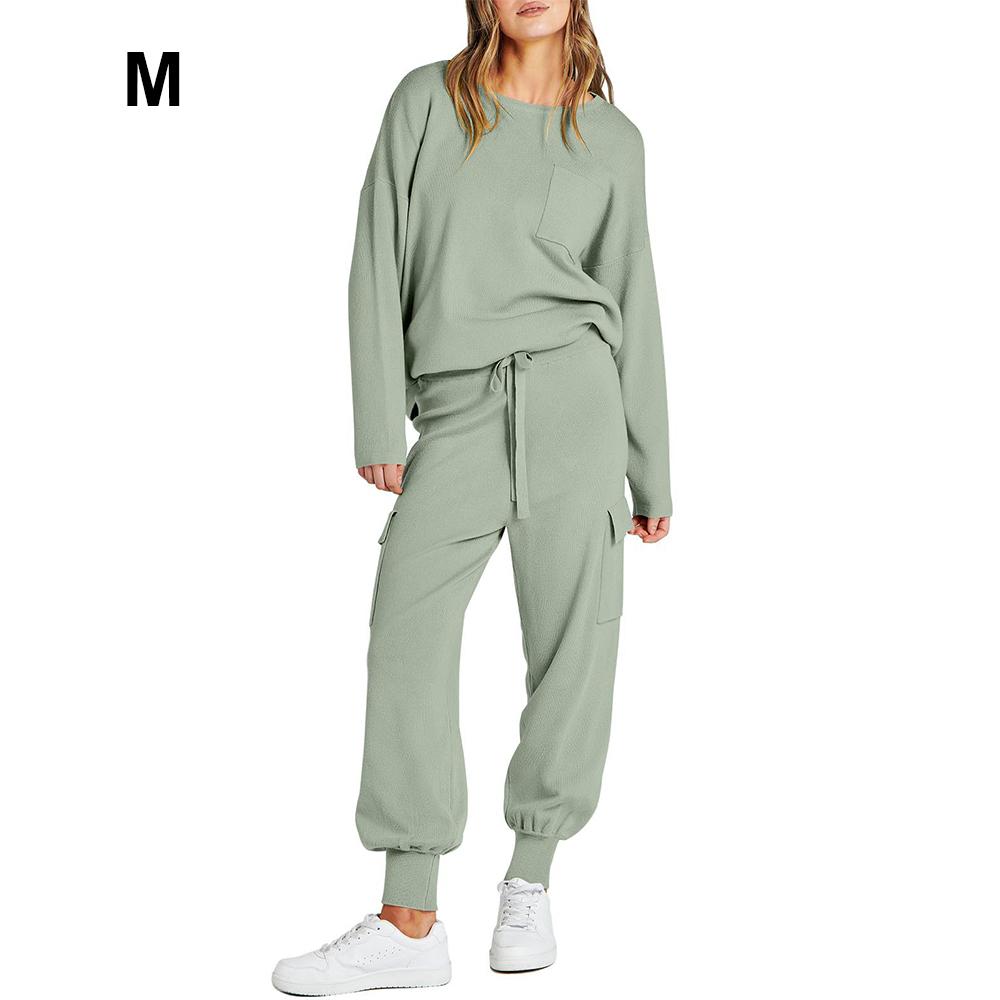 

Женские комплекты из двух предметов, трикотажные свитера, пуловеры с длинными рукавами, топы и брюки-карго для бега, одинаковые комплекты для отдыха