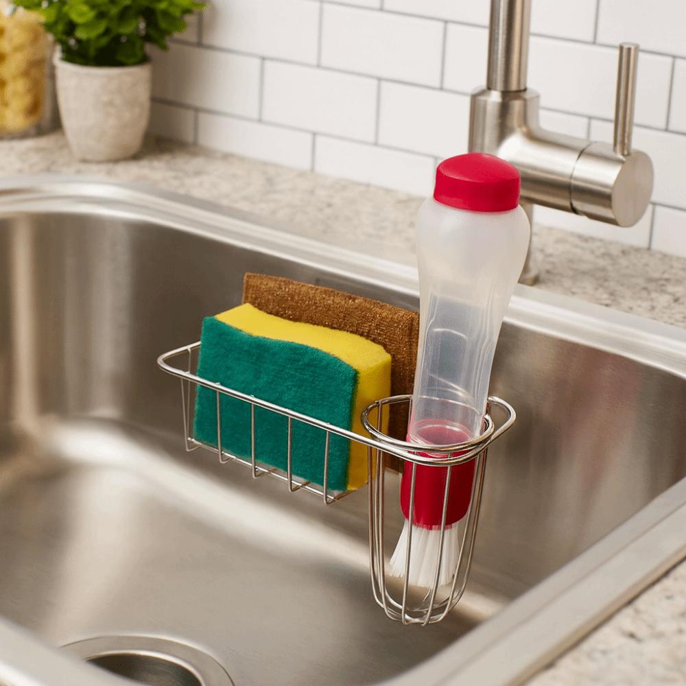 Stainless Steel Sink Hanging Basket Rounded Corners Sponge Storage Basket Sink Drain Rack  for Home