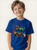 Printed short-sleeved T-shirt, cool summer top for children, exclusive for dinosaur fans