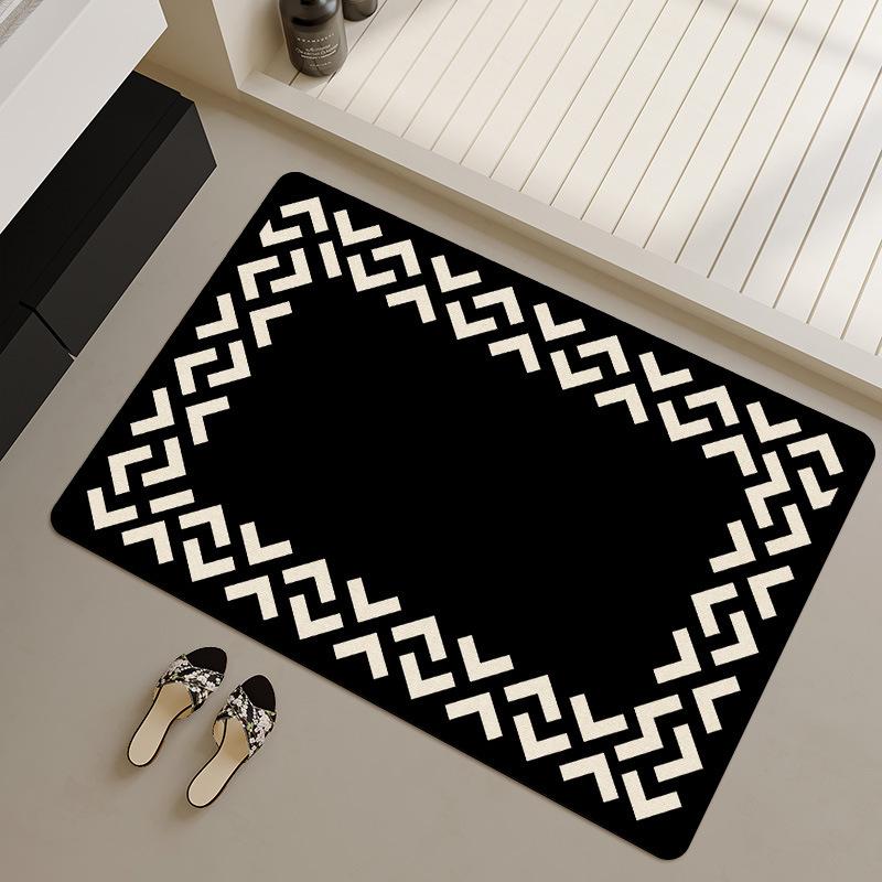 Minimalist Two-Tone Diatomaceous Earth Bathroom Mat Absorbent Quick Dry Non Slip Shower Floor Mat Home Decor