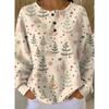 Women's Crew Neck Long Sleeve Waffle Knit Henley Top Loose Fit Casual Sweatshirt