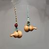 Cypress Gourd Phone Charm: Solid Wood Hand-Carved Craft with Strong Aged Fragrance, Chinese Fu Lu Portable Plaything.