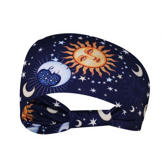 Women Wide Boho Print Headband Yoga Workout Knotted Stretch Sports Hairband Vintage Ethnic African Head Wrap