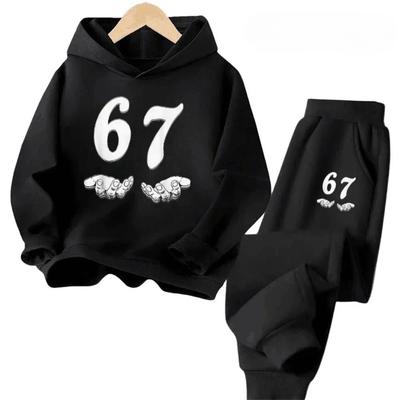 67 Fun Kids Set  Cartoon Stitch Print Tracksuit Casual Children Outfit  Children's Fashion Trend Set