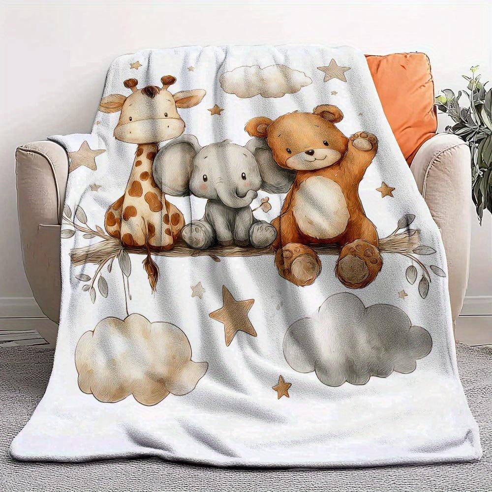 VIKAMA Cartoon Forest Animal Print Blanket, Soft And Warm, Washable, For Bedroom, Living Room Sofa And Afternoon Nap Blanket