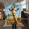1PC Custom Name Giraffe Name Patterned Flannel Blanket Suitable For All Seasons for Home Decor Warmth and Comfort Gifts Holiday Present_lx