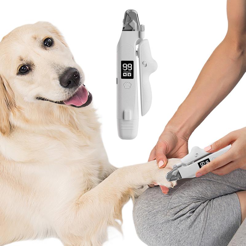 2 in 1 Pet Nail Grinder Trimmer with LED Light USB Rechargeable Dog Cat Clipper for Small Medium Large Breeds