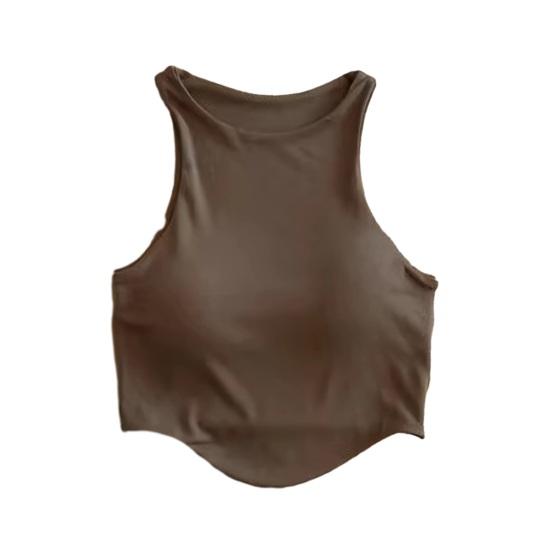 Canottiera imbottita da donna con reggiseno integrato, doppia fodera, collo alto, canottiera da stratificare, magliette basic, aderente, top estivo da uscire