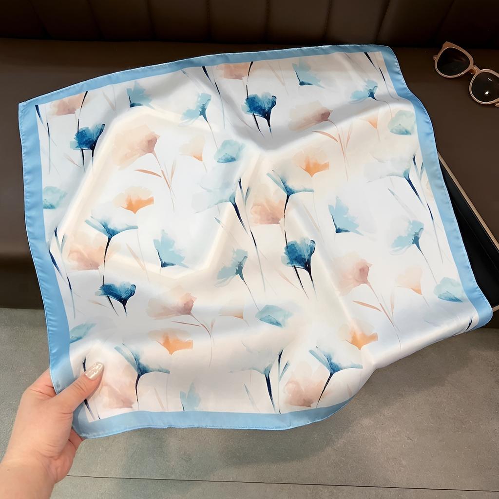 Women S Floral Print Square Scarf Spring Summer Decorative Neck Scarf Elegant Luxury Lightweight