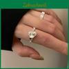 Elegant Korean Style Open Adjustable Ring S925 Pure Silver For Women With Geometric Design
