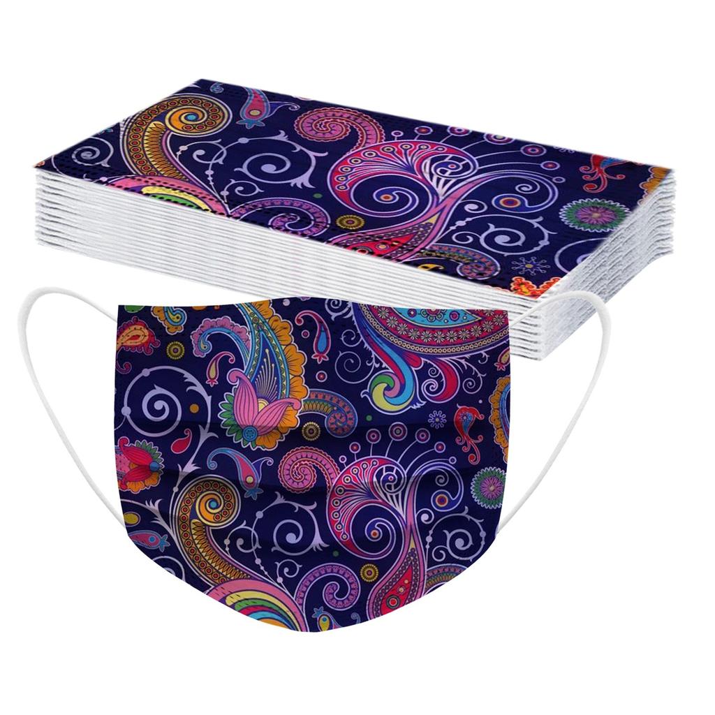 20PCS Adult's Mask Paisley Print Disposable Face Mask Industrial 3Ply Ear Loop