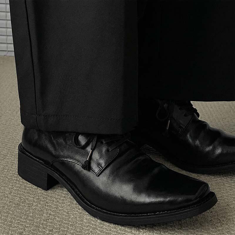 Commuter Oxford shoes pleated pointed leather shoes men's invisible heightening shoes men's and women's head derby shoes casual