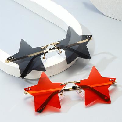 Trend Sunglasses Sunshade New Star Shape Rimless For Men Women Trendy Driving Fishing HD Sunglasses Pentagram Frame Popular Multicolor  Accessories