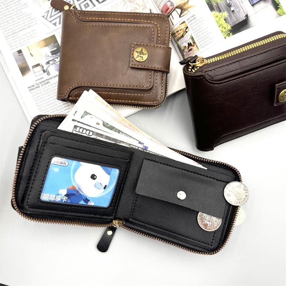 

Vintage Men s Wallet Hasp Zipper Clutch Storage Bag Portable Card Bag Outgoing чорний