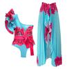 Ashgaily Ruffle One Piece Swimsuit Women Swimwear with Belt Push Up Monokini Swim Suit Print Bathing Suit Beachwear