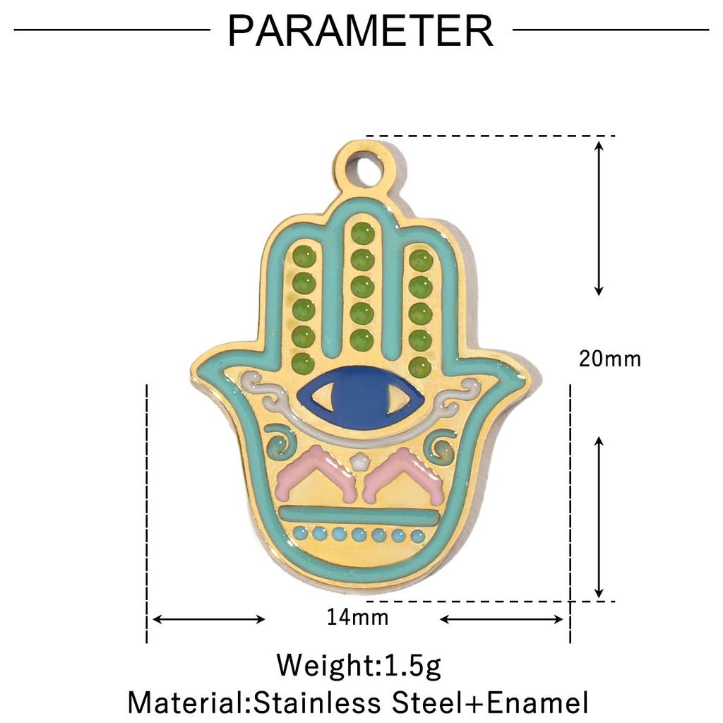 3pcs/Lot Enamel Hamsa Hand DIY Earrings Charms Heart Eye Neaclace Pendant Stainless Steel 14K Gold Color Jewelry Accessory