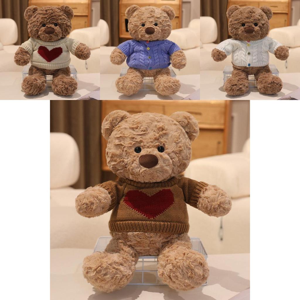 Teddy Bear Plush Stuffed Animal With Cozy Sweater Soft Huggable Bedtime Companion Gift For Girls Kids