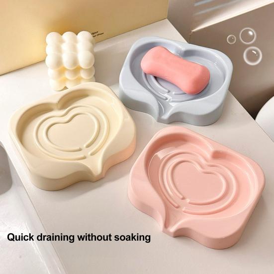 Soap Box Holder with Quick Drain Design Anti-Slip Base Functional Soap Holder Plastic Soap Dish Bathroom Decor