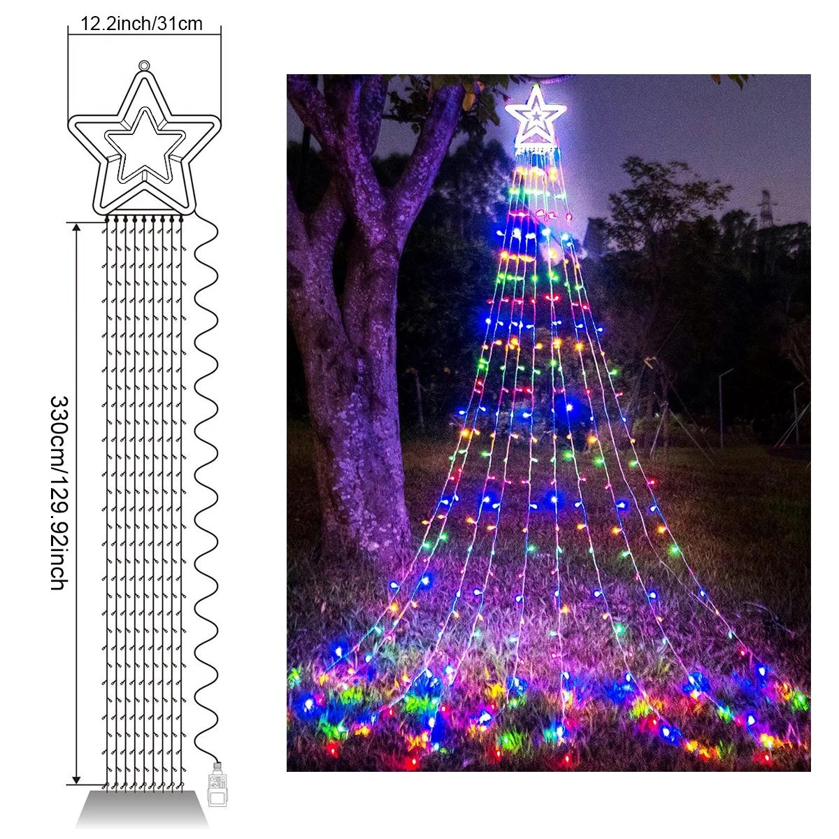 

Светодиодный уличный декоративный водопадный светильник на дереве с питанием от USB IPX4 8 режимов освещения для двора, сада, свадьбы, Рождества, украшения