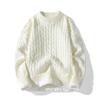 Suéter de Punto Trenzado Liso de Cuello Redondo Invierno Primavera Moda Casual Masculina Prendas de Punto para Hombre