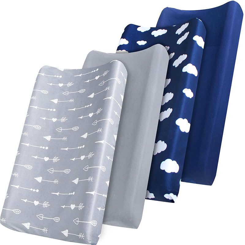 Changing Pad Cover, Diaper Changing Pad Covers 4 Pack, Fitted Baby Changing Table Sheets for 32''×16'' Change Table Pad, Cradle & Bassinet Sheets