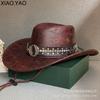 American retro rivet western cowboy hat children outdoor travel horseback riding large brim sunshade sun protection hat