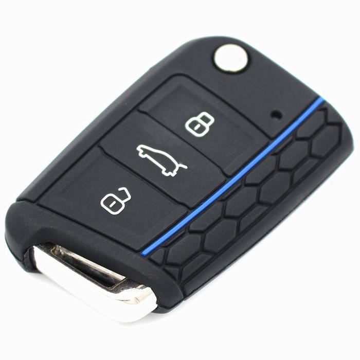 VB Coque De Protection En Silicone Pour Clé De Voiture 3 Boutons .Schwarz Blau 2611