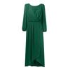 Women V Neck Long Sleeve Wrap Maxi Dress Elegant Chiffon High Low Asymmetric Hem Party Gown