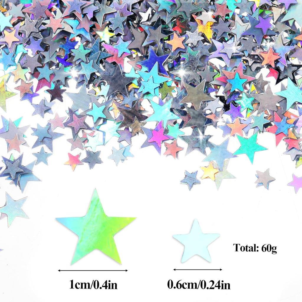 6000 PCS Glitter Star Confetti with Diamond, 60g/2 Ounce 6mm Silver Metallic Foil Star Confetti for Party Wedding Decorations
