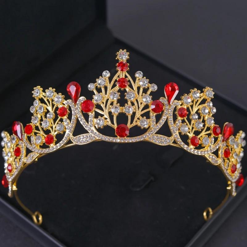 Baroque Vintage Princess Queen Bridal Crown Headwear Crystal Tiara for Women Wedding Crown Hair Dress Accessories Jewelry Crown