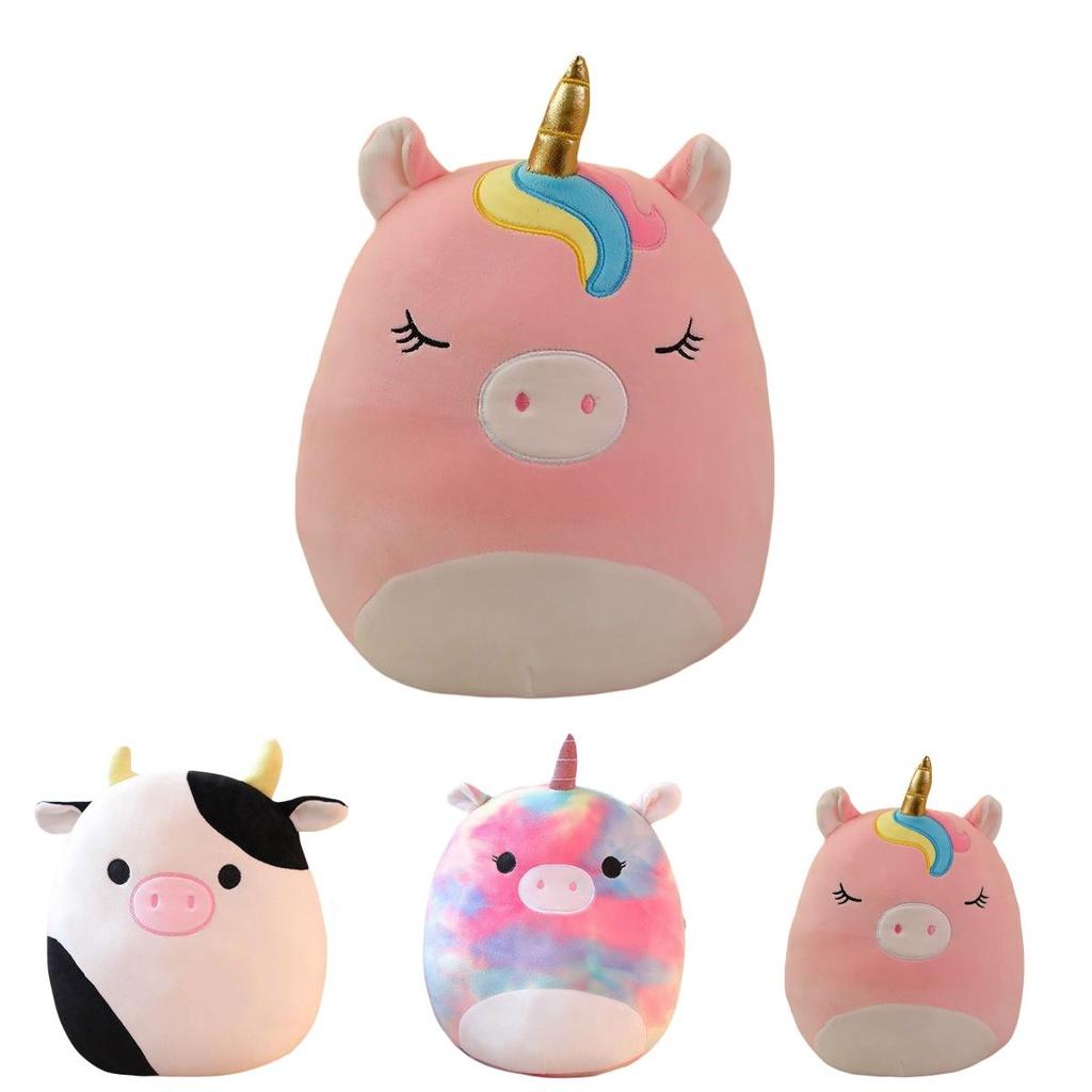 Cute Cartoon Animal Rainbow Unicorn Pillow Soft Plush Toy Cushion Embroidered Stuffed Doll For Girls 35cm
