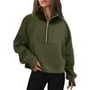 Womens Oversized Hooded Fleece Pullover Sweater With Raglan Sleeves Stand Collar Half Zip Streetwear
