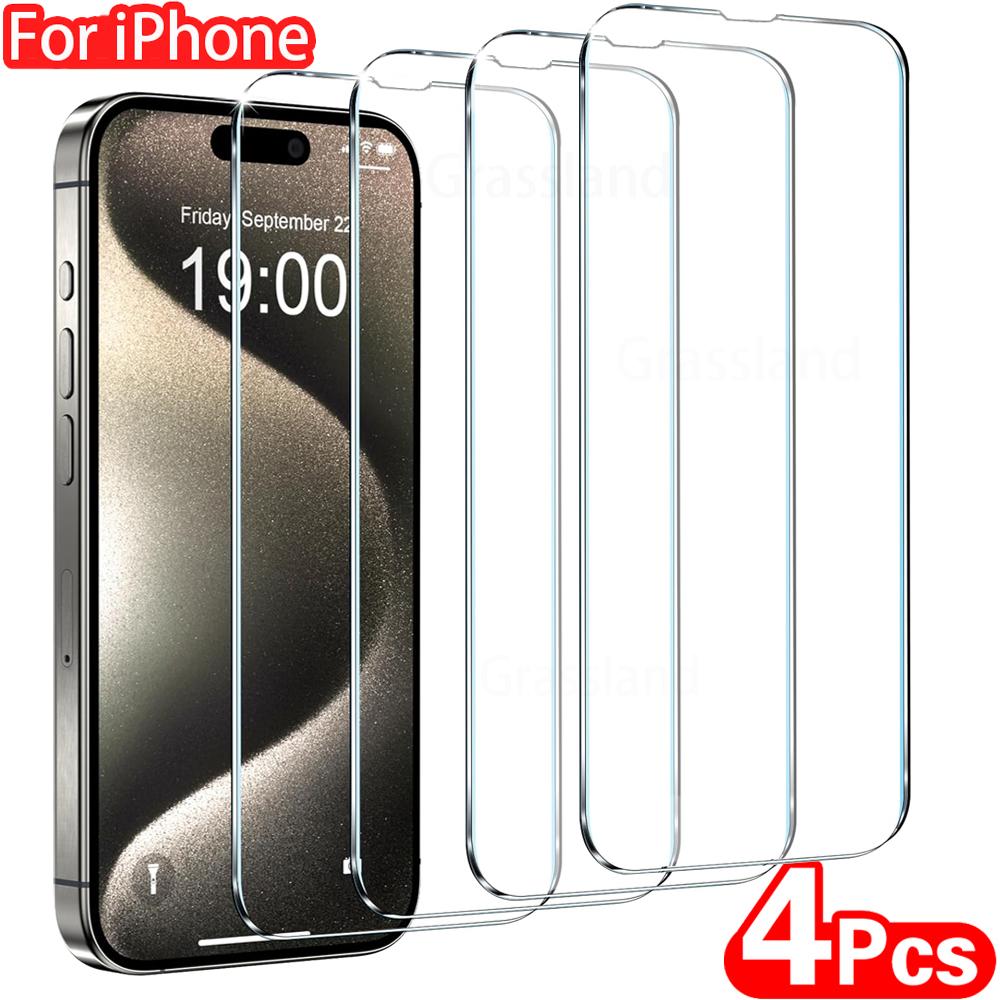 

Protetor de Tela de Vidro Temperado para iPhone, Película Protetora, 15, 14, 13, 12, 11 Pro Max, 6, 7, 8 Plus, X, XS, XR, 4Pcs iPhone 17 pro max чистый