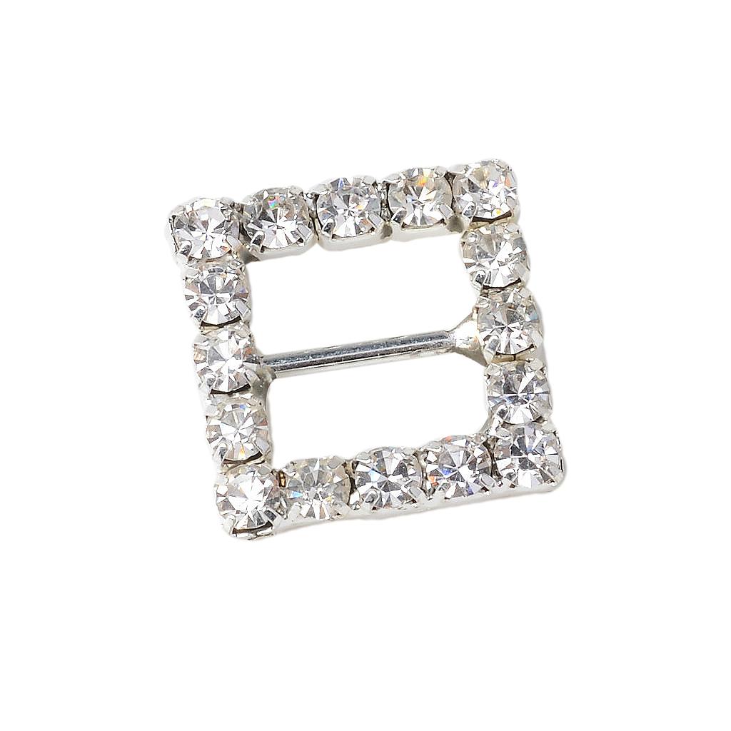 10pcs 14mm Square Shape Alloy Rhinestone Crystal Buckle Ribbon Slider for Wedding Party Invitation