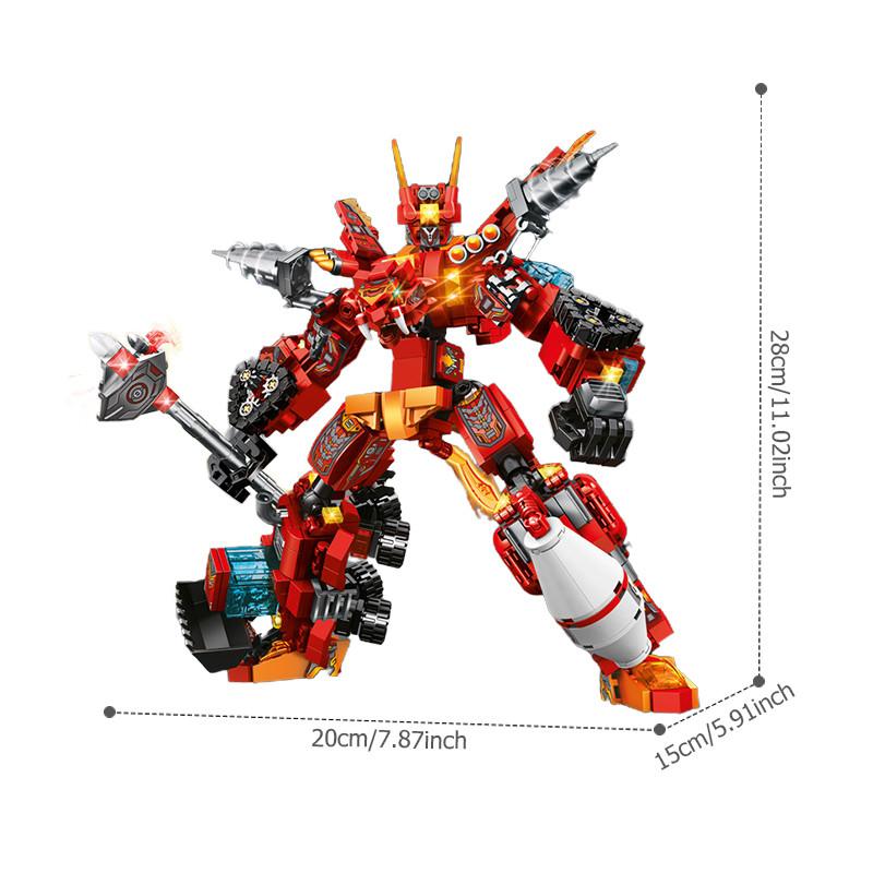 Ungiftige Sembo 4-in-1 God Of War Verwandlungs-Mech Bausteine Moc Ingenieurfahrzeug Modelle Kombinierbare Roboter-Montage Bausteine Spielzeug Geschenke