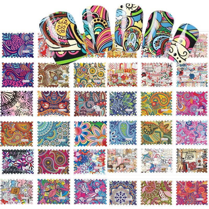 

44 аркуша Nail Art Water Transfer Stickers Decals Decor Full Cover Wraps