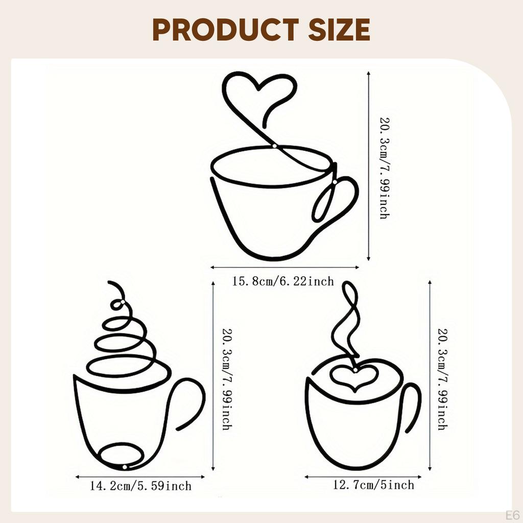 Coffee Cup Wall Art Decor Sign Stylish Home Modern Decoration Artwork for