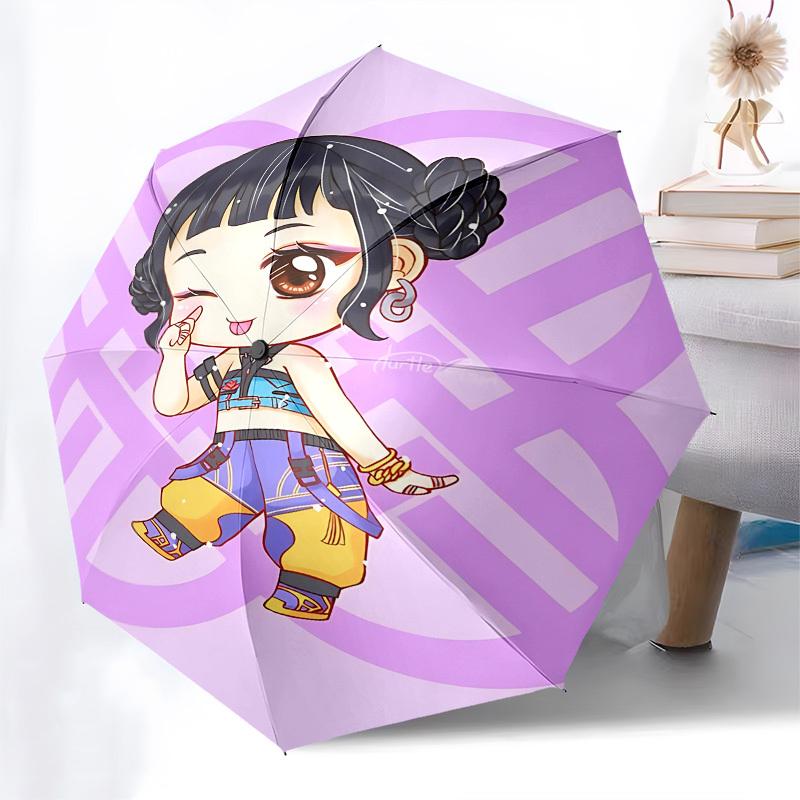 Ombrello Automatico Apri e Chiudi a Tema Gruppi di Ragazze K-POP Anime - 8 Stecche, Adatto per il Tempo Libero e le Uscite, Accessorio da Esterno, Gothi