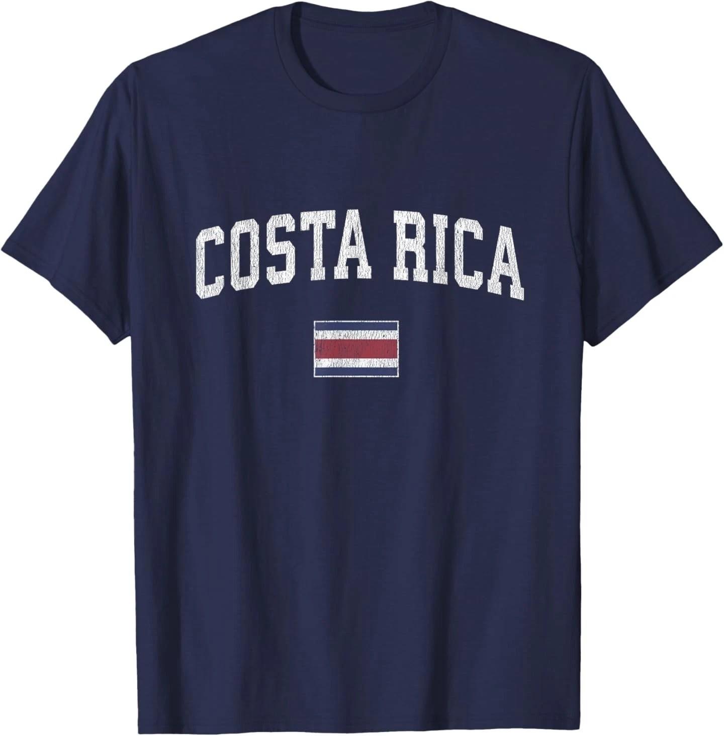 Costa Rica T-Shirt Vintage Sports Design Costa Rica Flag Tee NAVY T-Shirt Unisex T-Shirt XXXXL