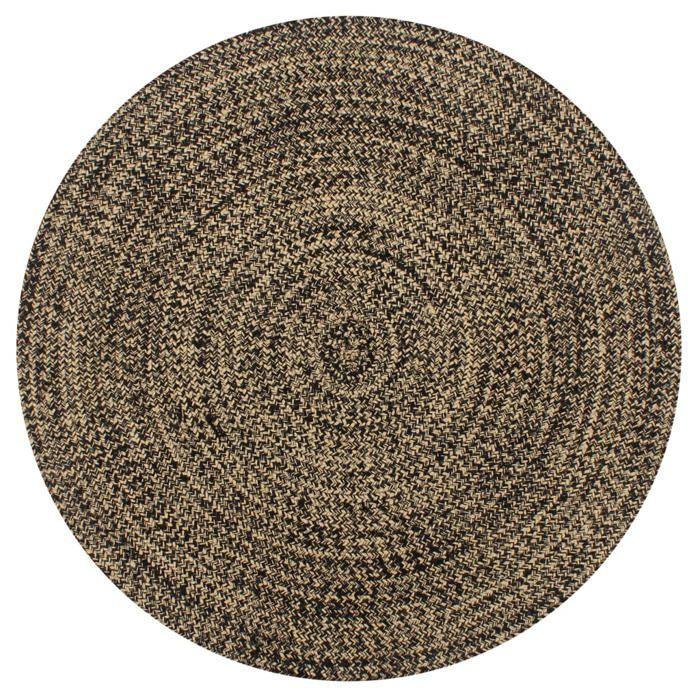 VidaXL Tapis fait à la main Jute Noir et naturel 90 cm