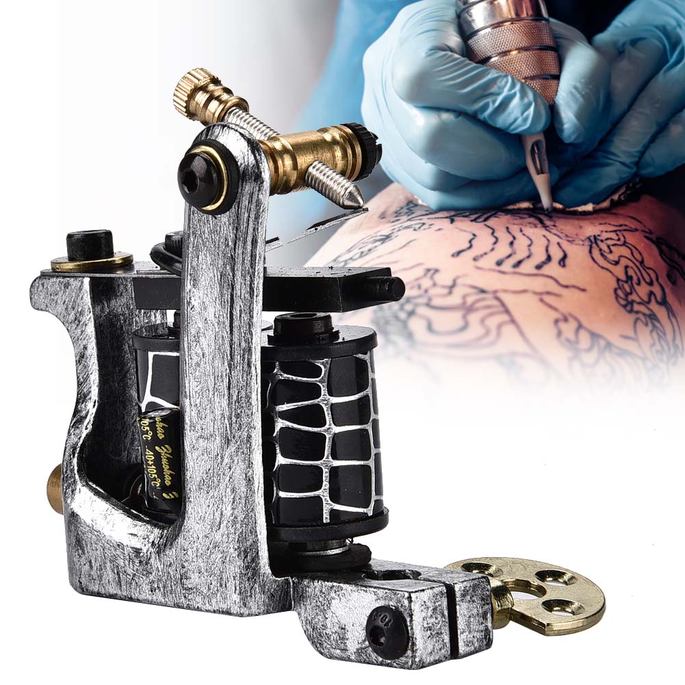 10 Wraps Professional Alloy Tattoo Machine Copper Coils Shader Tattoo Machine Gun
