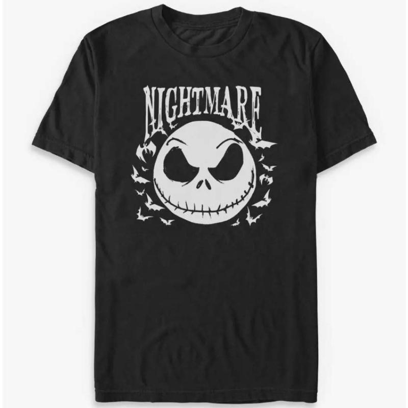 

2026 New Fashion Nightmare Before Christmas Jack Print Womens Crew Neck Loose Plus Size Comfortable Short Sleeve TShirt S
