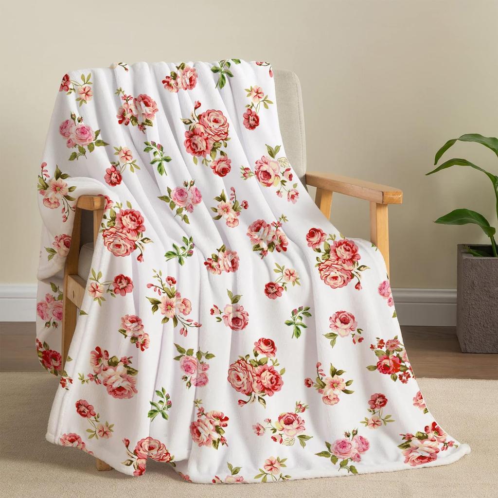 Wildflowers Floral Throw Blanket Botanical Floral Printed Blankets Soft Lightweight Fluffy Plush Fuzzy Bedding Sofa Travel