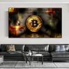 Abstract Burning Bitcoin Canvas Painting Money Dollar Poster and Prints Wall Art Pictures for Living Room Home Decoration