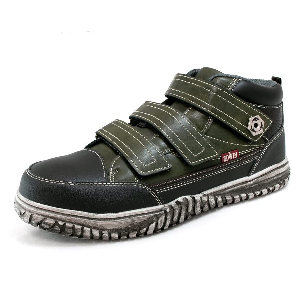 Edwin Safety Shoes with Steel Toe Cap and Magic Hole ESM-103 High-Cut (MACCHA 26.5)