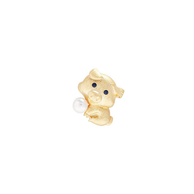 Cute Matte Gold Zodiac Brooch Vintage Animal Brooch Clothing Brooch Rabbit Dog Ma Long Pig