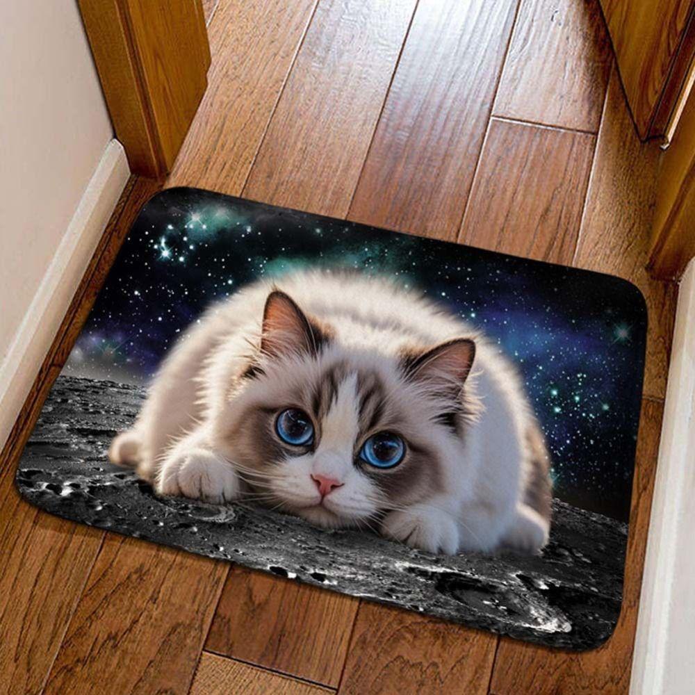 Cat Pattern Optical Illusion Doormat Non-slip Bedroom Door Rug Bathroom Carpet  Home Decor