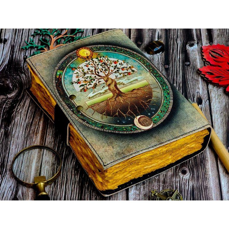 Ledertagebuch Lebensbaum - Notizbücher aus echtem Leder für Frauen - Schönes Tagebuch für Skizzenbuch Reisebuch Blanko-Zauberbuch