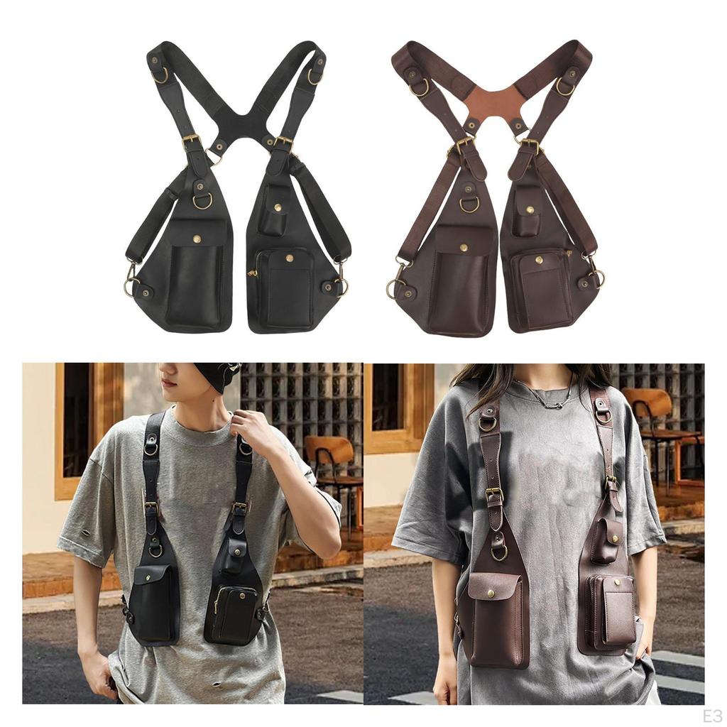 Underarm Shoulder Bag Cycling Steampunk Fashion Multipurpose PU Leather Vest