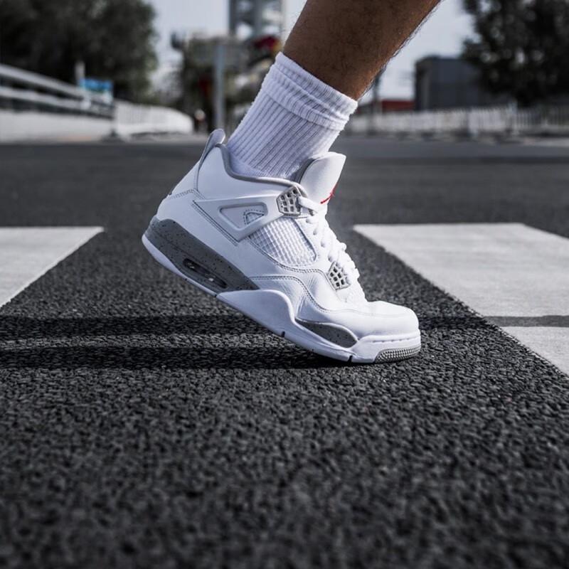 Air Jordan 4 Retro GS White Oreo Kids Sneakers Tech-Grey Black Fire-Red DJ4699-100